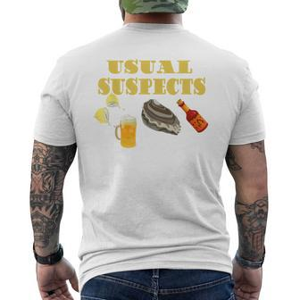 Raw Oysters Eating Oyster Party Usual Suspects Saying Men's T-shirt Back Print - Monsterry