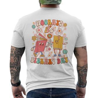 Reading Book Lover School Librarian Hooray It's Library Day Men's T-shirt Back Print - Monsterry
