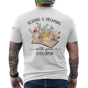 Reading Is Dreaming With Your Eyes Open Bookworm Librarian Men's T-shirt Back Print - Thegiftio UK