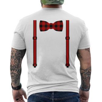 Red Buffalo Plaid Bow Tie And Suspenders Men's T-shirt Back Print - Monsterry CA