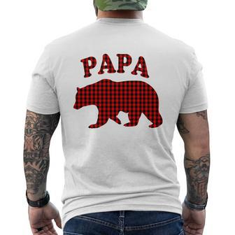 Red Plaid Papa Bear Buffalo Family Pajama Mens Back Print T-shirt - Thegiftio