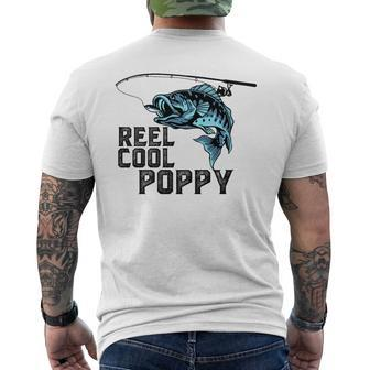 Reel Cool Poppy Fishing Fathers Day Daddy Men's T-shirt Back Print - Seseable