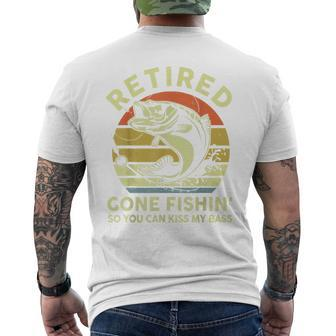 Retired Gone Fishing- Grandpa Retirement Bass Dad Men's T-shirt Back Print - Monsterry CA
