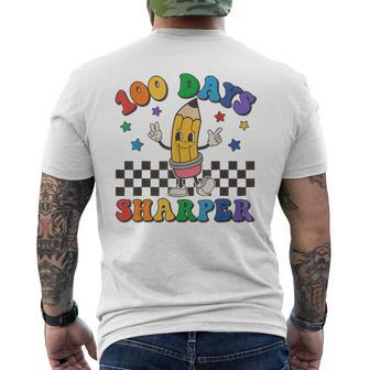 Retro 100 Days Sharper Little Pencil 100 Days Of School Men's T-shirt Back Print - Monsterry