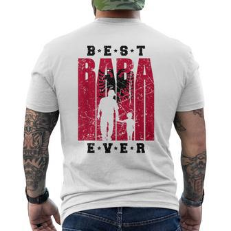 Retro Albania Baba With Son Albanian Dad Of A Boy Shqiptar Men's T-shirt Back Print - Monsterry