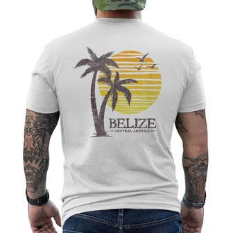 Retro Belize Souvenir Vintage Sunset Womens Men's T-shirt Back Print - Seseable