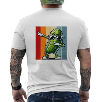 Retro Dabbing Pickle Dancing Cucumber Pickle Squad Men's T-shirt Back Print - Monsterry