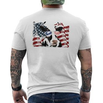 Retro Dairy Cow American Flag 4Th Of July Animals Lover Mens Back Print T-shirt - Seseable