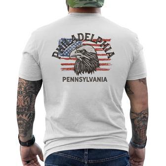 Retro Eagle Usa Flag Pennsylvania Vintage Philadelphia Men's T-shirt Back Print - Monsterry AU