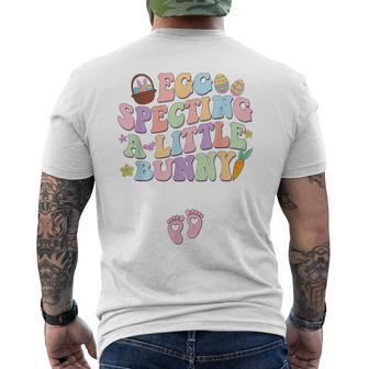 Retro Eggspecting Little Bunny Easter Pregnancy Announcement Men's T-shirt Back Print | Mazezy