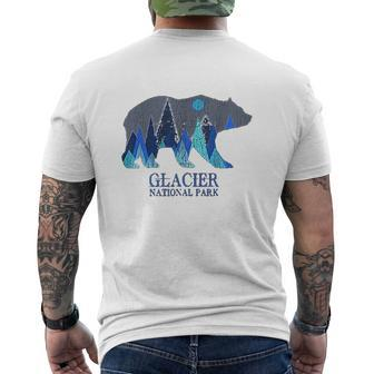 Retro Glacier Grizzly Bear Glacier National Park Mens Back Print T-shirt - Seseable