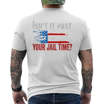 Retro Isn't It Past Your Jail Time Vintage American Flag Men's T-shirt Back Print - Monsterry