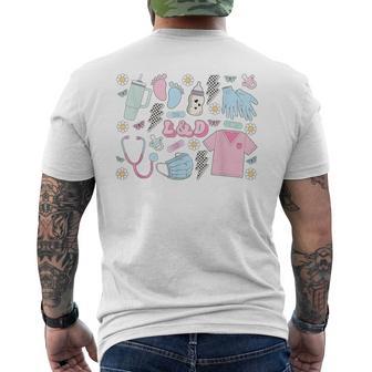 Retro Labor And Delivery Nurse Graduation Delivery Rn Men's T-shirt Back Print - Monsterry