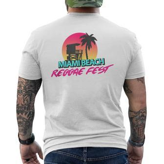 Retro Miami Beach Florida Retro Vintage Style Men's T-shirt Back Print - Monsterry