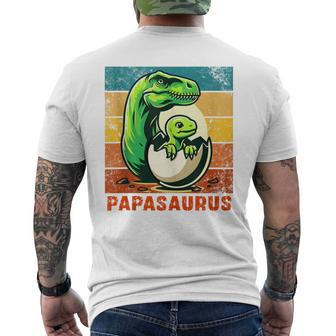 Retro Papasaurus Father's Day Best Dad T-Rex Papa Dinosaur Men's T-shirt Back Print - Seseable