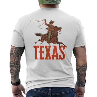 Retro Roping Cowboy & Bronco Texas Men's T-shirt Back Print - Monsterry UK