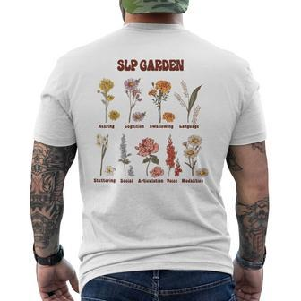 Retro Slp Garden Wildflowers Speech Language Pathologist Men's T-shirt Back Print - Monsterry CA