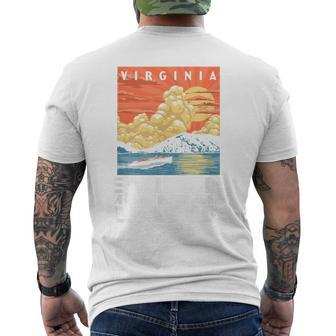 Retro Smith Mountains Lake Virginia Wpa Style Vintage Men's T-shirt Back Print - Monsterry