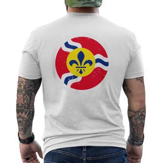 Retro St Louis Missouri Flag Vintage Stl City Flag Emblem Men's T-shirt Back Print - Monsterry AU