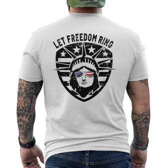 Retro Statue Of Liberty Patriotic Let Freedom Ring July 4Th Men's T-shirt Back Print - Monsterry DE