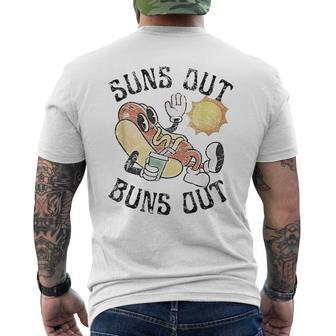 Retro Suns Out Buns Out Cute Hot Dog Bbq Fourth Of July Men's T-shirt Back Print - Monsterry DE