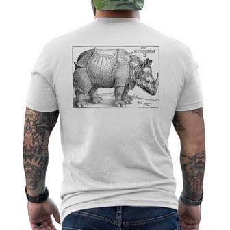 Rhinoceros Albrecht Durer Vintage Illustration Engraving T-Shirt mit Rückendruck - Seseable