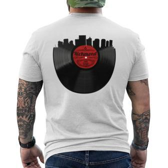 Richmond Virginia Vintage Skyline Vinyl Record Men's T-shirt Back Print - Monsterry