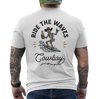 Ride The Waves Cowboy Beach Cowboy Skeleton Men's T-shirt Back Print - Monsterry UK