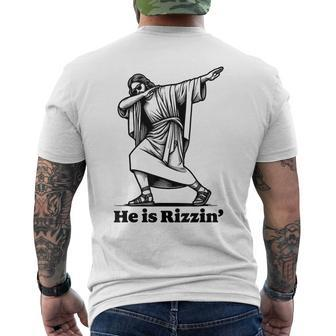 He Is Risen Jesus Dabbing Easter Men's T-shirt Back Print | Mazezy