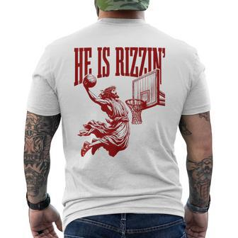 He Is Rizzin Jesus Basketball Easter Meme Men's T-shirt Back Print | Mazezy