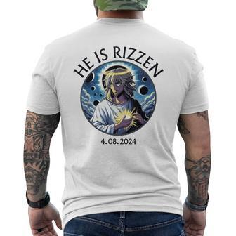 He Is Rizzin Total Solar Eclipse 2024 Jesus Christ Anime Men's T-shirt Back Print - Monsterry