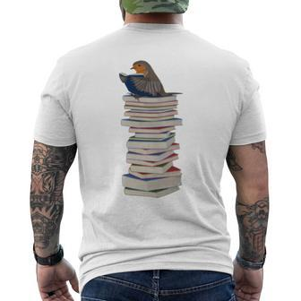 Robin Bird Reads Books Garden Backyard Birds Men's T-shirt Back Print - Monsterry CA