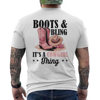 Rodeo Western Country Southern Cowgirl Hat Boots & Bling Men's T-shirt Back Print - Monsterry AU