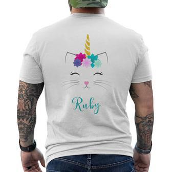 Ruby Name Personalised Cat Unicorn Men's T-shirt Back Print - Seseable