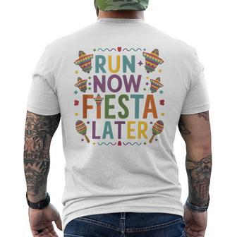 Run Now Fiesta Later Colorful Runners Cinco De Mayo Men's T-shirt Back Print | Mazezy