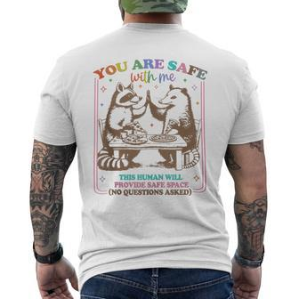 You Are Safe With Me This Human Will Provide Raccoon Lgbt Men's T-shirt Back Print - Monsterry UK