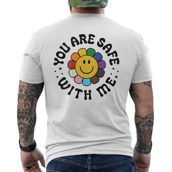 You Are Safe With Me Lgbtq Pride Ally Smile Face Back Men's T-shirt Back Print - Monsterry DE