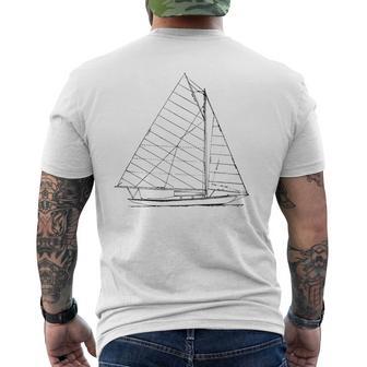 Sailboat Nautical Sketch Sailing Men's T-shirt Back Print - Monsterry CA