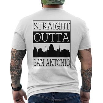 San Antonio Skyline Straight Outta San Antonio City Fans Mens Back Print T-shirt - Thegiftio UK