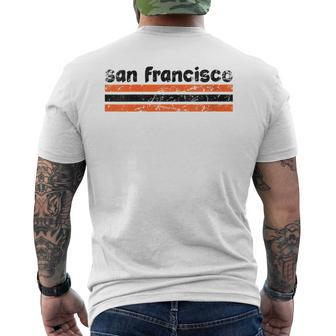 San Francisco California Three Stripe Vintage Weathered Men's T-shirt Back Print - Monsterry DE