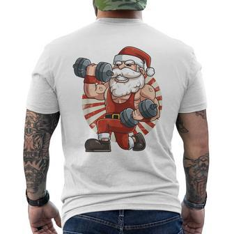 Santa Claus Weightlifting Gym Fitness Training Christmas Men's T-shirt Back Print - Monsterry DE