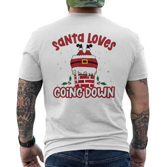 This Santa Loves Going Down Christmas Mens Back Print T-shirt | Seseable UK