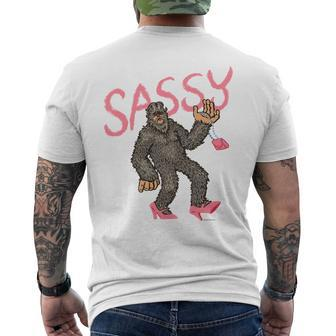 Sassy Sasquatch Bigfoot In Heels Mens Back Print T-shirt - Thegiftio UK