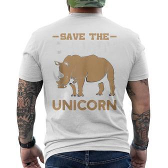 Save The Chubby Unicorns Rhino Rhinoceros Zoo Vintage Cool Men's T-shirt Back Print - Monsterry UK