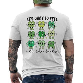 School Counselor St Patrick Okay To Feel Feel Your Feelings Men's T-shirt Back Print - Seseable