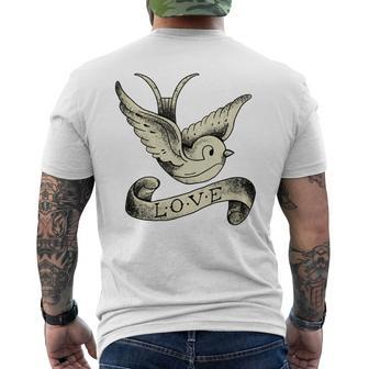 Schwalbe Vintage Bird Tattoo Love Women's Men Men's T-shirt Back Print - Monsterry
