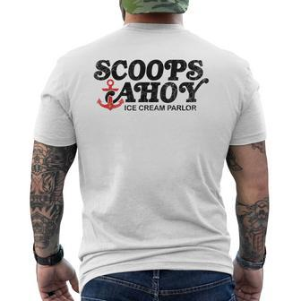 Scoops Ahoy Ice Cream Parlor Dark Men's T-shirt Back Print - Monsterry CA
