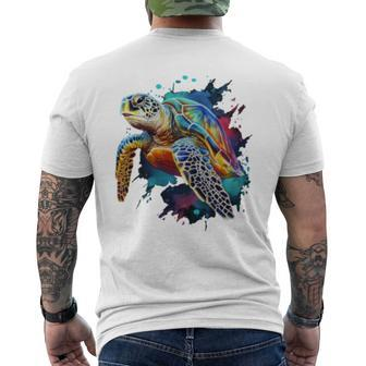 Sea Turtle Watercolor Graphic Men's T-shirt Back Print | Mazezy