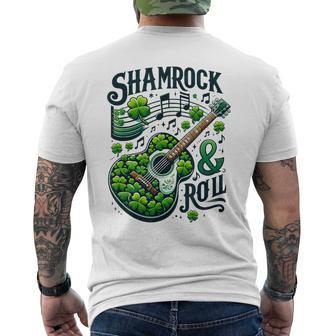 Shamrock N Roll St Patrick's Day Guitar Irish Music Men's T-shirt Back Print - Monsterry AU