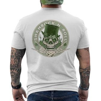 Shamrock And Roll Rock And Roll Saint Patrick's Day Skull Men's T-shirt Back Print - Thegiftio